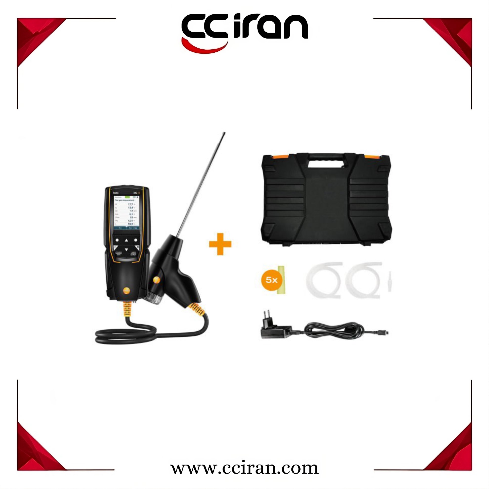 آنالایزر گاز دودکش و احتراق تستو مدل Testo 310 II با قابلیت اندازه‌گیری اکسیژن، منواکسیدکربن، دما و راندمان احتراق در موتورخانه و بویلر