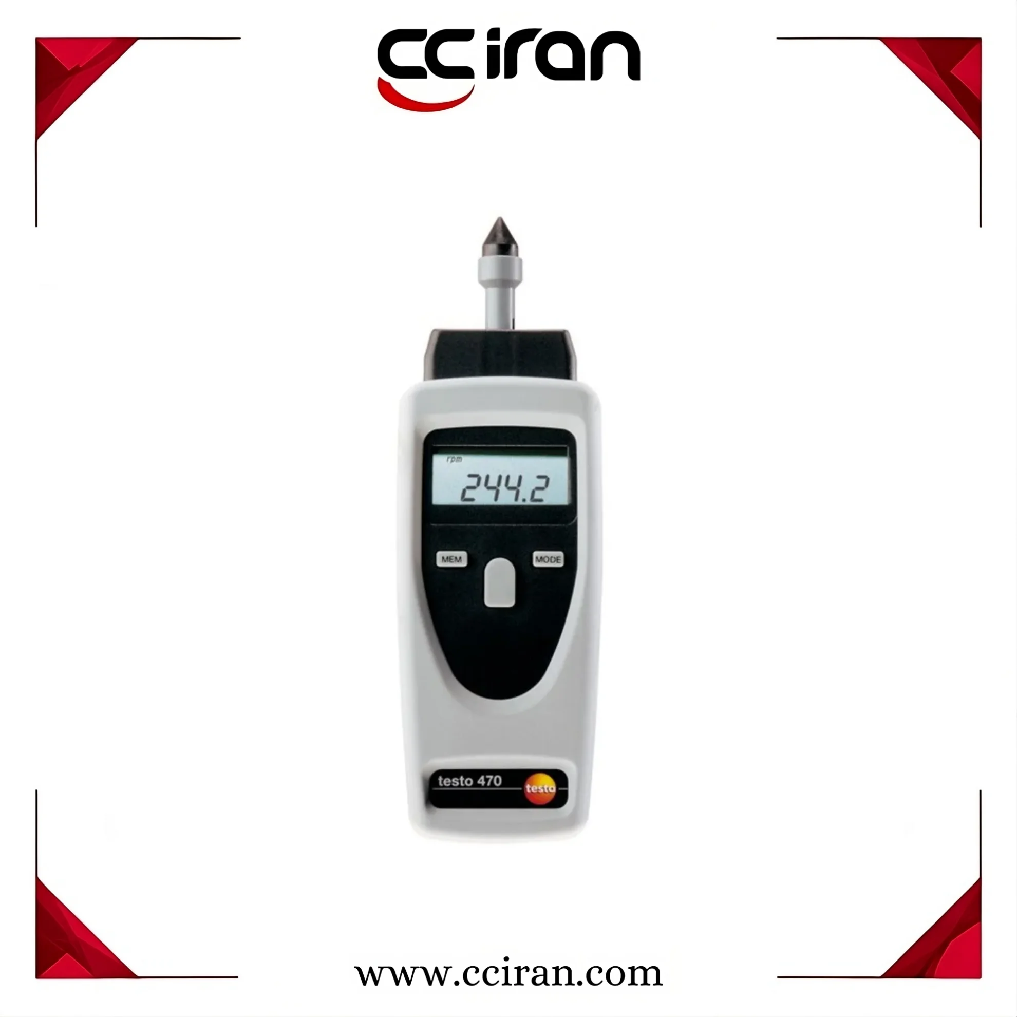 دورسنج تستو مدل Testo 470 با قابلیت اندازه‌گیری تماسی و نوری دور موتور و تجهیزات دوار در صنایع صنعتی و تهویه