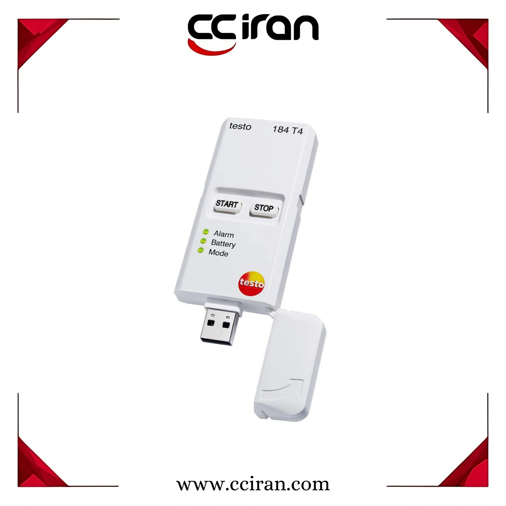 دیتالاگر دما تستو مدل Testo 184-T4 با اتصال USB مخصوص ثبت دماهای بسیار پایین برای حمل‌ونقل واکسن، دارو و مواد منجمد