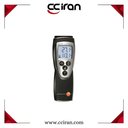 دماسنج تماسی تستو مدل Testo 110 با پراب NTC/PT100 مناسب برای اندازه‌گیری دقیق دما در صنایع غذایی، آزمایشگاهی و دارویی