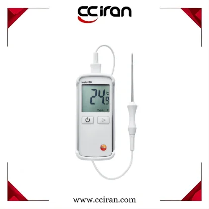 دماسنج نفوذی تستو مدل Testo 108-2 مخصوص مواد غذایی، ضدآب و مناسب برای کنترل ایمنی و زنجیره سرد گوشت، لبنیات و مواد غذایی تازه