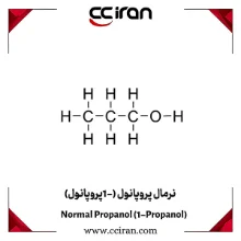 ساختار شیمیایی نرمال پروپانول (C₃H₈O) که به‌عنوان حلال در صنایع شیمیایی، دارویی و آرایشی استفاده می‌شود و خاصیت ضد عفونی‌کنندگی دارد | CCIRAN